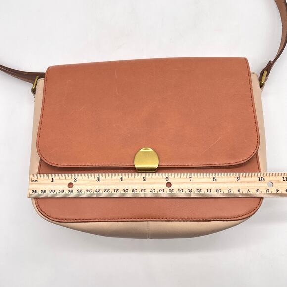 MADEWELL The Abroad Shoulder Bag Colorblock Edition Tan Leather Medium Large - Picture 15 of 16